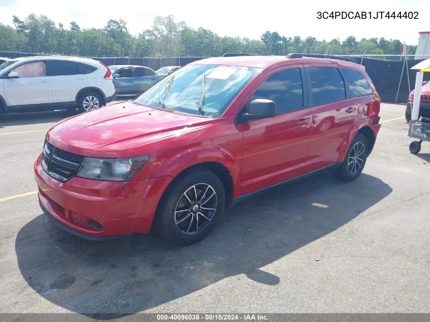 2018 Dodge Journey Se VIN: 3C4PDCAB1JT444402 Lot: 40096035