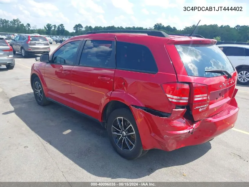 2018 Dodge Journey Se VIN: 3C4PDCAB1JT444402 Lot: 40096035