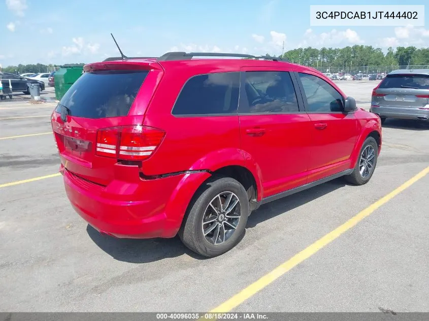 2018 Dodge Journey Se VIN: 3C4PDCAB1JT444402 Lot: 40096035