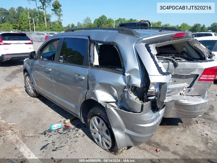 2018 Dodge Journey Se VIN: 3C4PDCAB1JT520216 Lot: 40098059