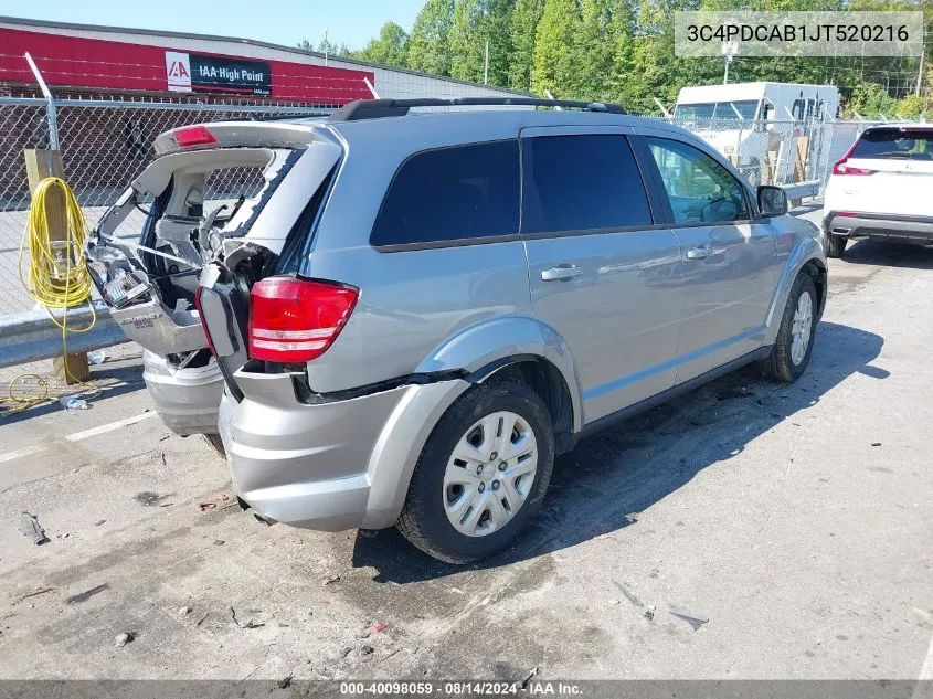 2018 Dodge Journey Se VIN: 3C4PDCAB1JT520216 Lot: 40098059