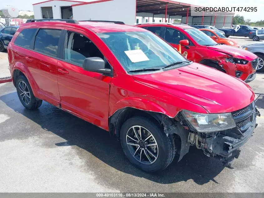 2018 Dodge Journey Se VIN: 3C4PDCAB0JT474295 Lot: 40103110