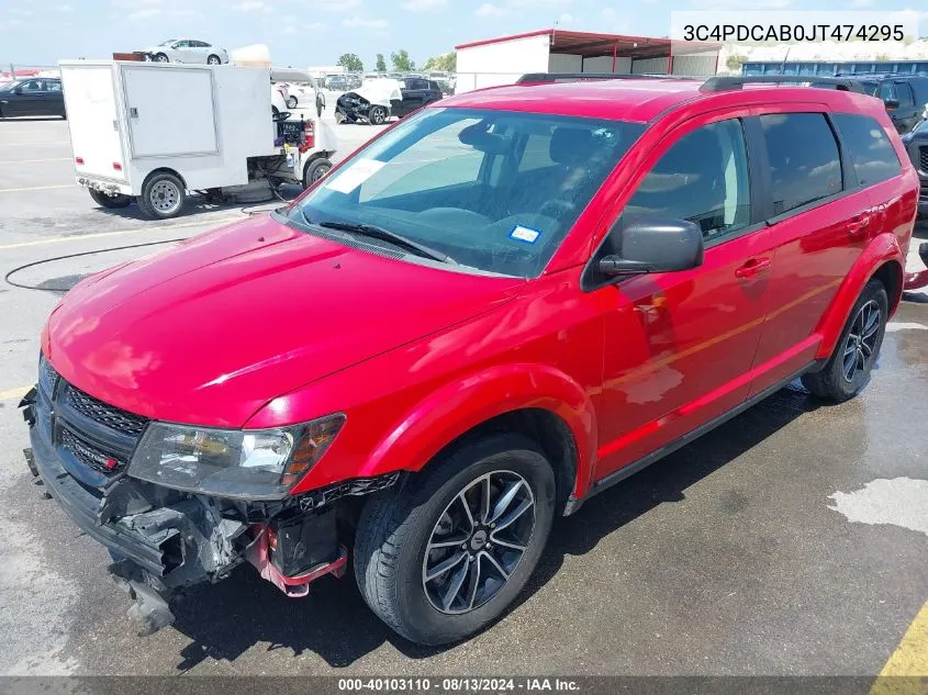 2018 Dodge Journey Se VIN: 3C4PDCAB0JT474295 Lot: 40103110