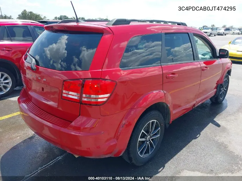 3C4PDCAB0JT474295 2018 Dodge Journey Se