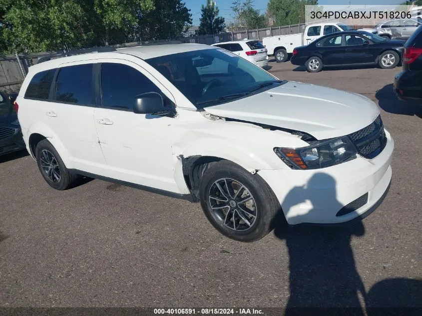 2018 Dodge Journey Se VIN: 3C4PDCABXJT518206 Lot: 40106591