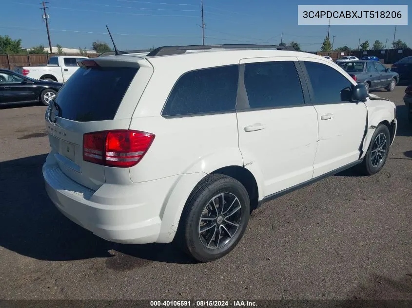 2018 Dodge Journey Se VIN: 3C4PDCABXJT518206 Lot: 40106591