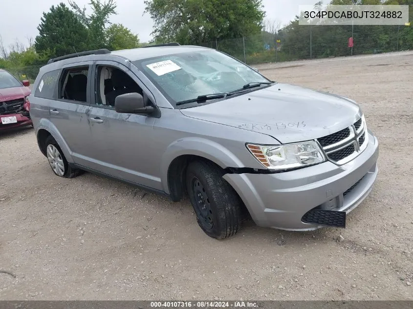 2018 Dodge Journey Se VIN: 3C4PDCAB0JT324882 Lot: 40107316