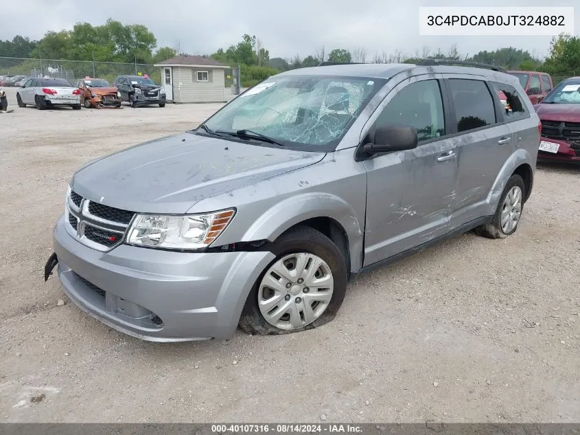 2018 Dodge Journey Se VIN: 3C4PDCAB0JT324882 Lot: 40107316