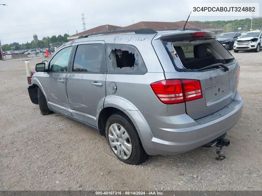 2018 Dodge Journey Se VIN: 3C4PDCAB0JT324882 Lot: 40107316