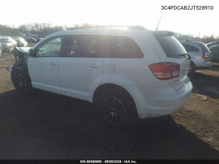 2018 Dodge Journey Se VIN: 3C4PDCAB2JT528910 Lot: 40143055