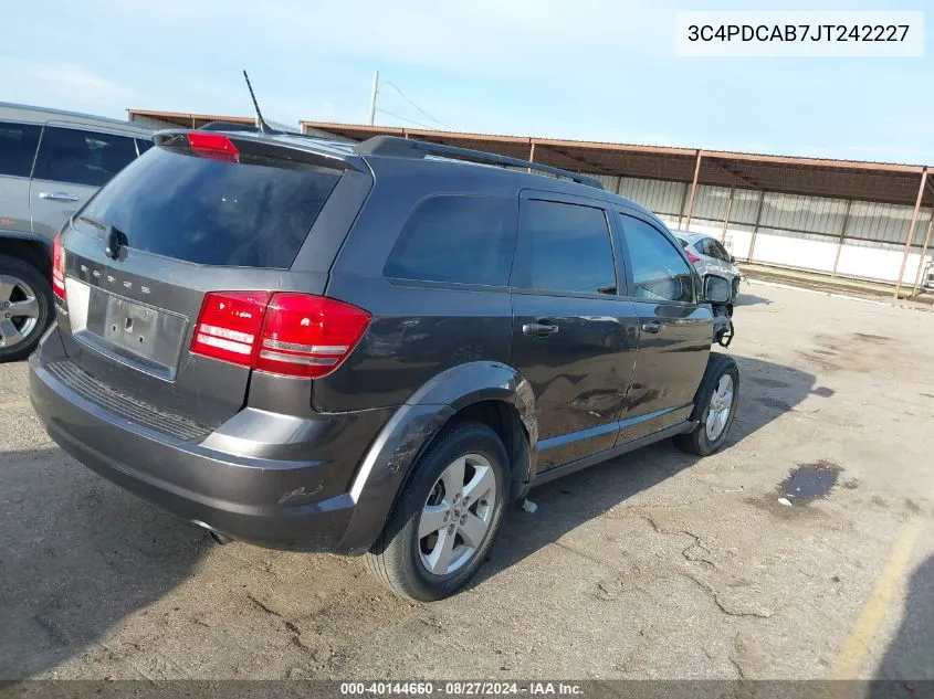 2018 Dodge Journey Se VIN: 3C4PDCAB7JT242227 Lot: 40144660