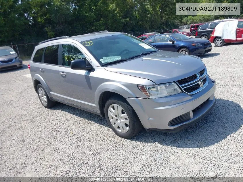 2018 Dodge Journey Se Awd VIN: 3C4PDDAG2JT189809 Lot: 40152560