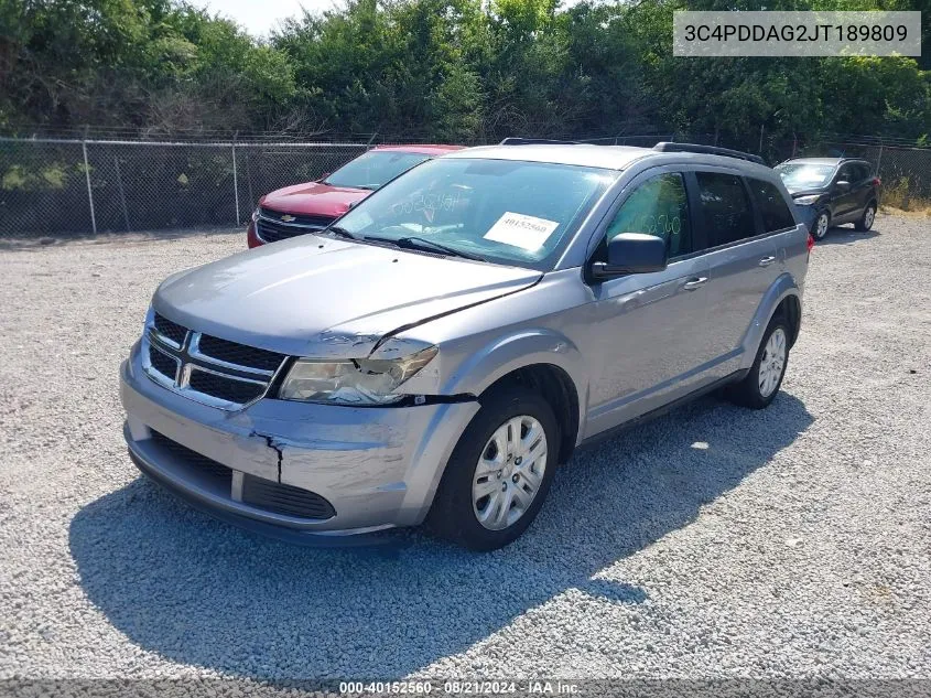 3C4PDDAG2JT189809 2018 Dodge Journey Se Awd