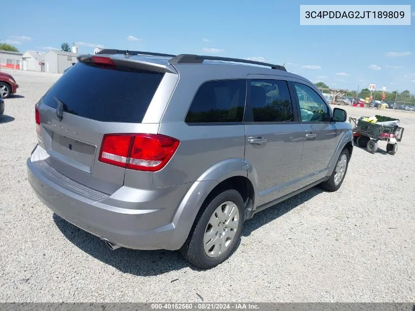 3C4PDDAG2JT189809 2018 Dodge Journey Se Awd