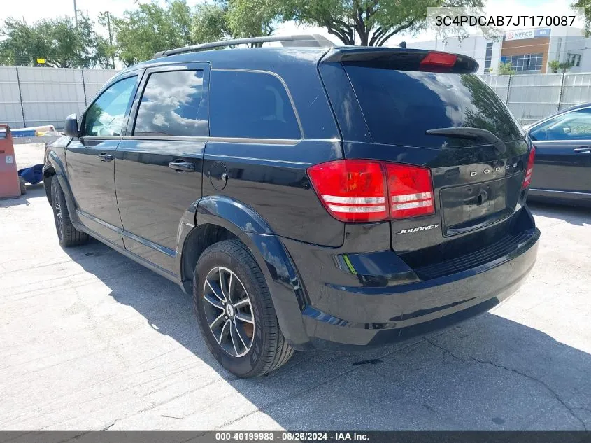 2018 Dodge Journey Se VIN: 3C4PDCAB7JT170087 Lot: 40199983