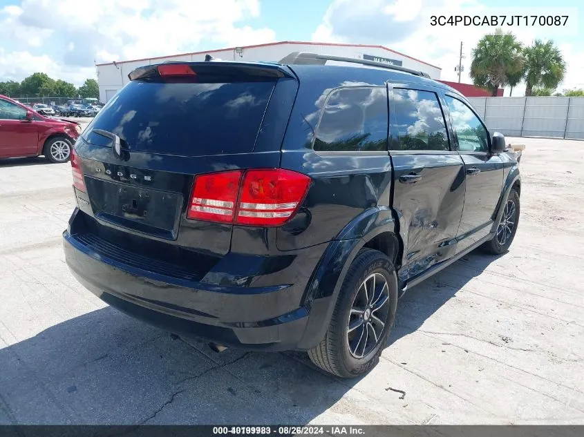 2018 Dodge Journey Se VIN: 3C4PDCAB7JT170087 Lot: 40199983