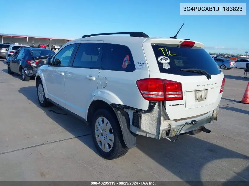 2018 Dodge Journey Se VIN: 3C4PDCAB1JT183823 Lot: 40205319