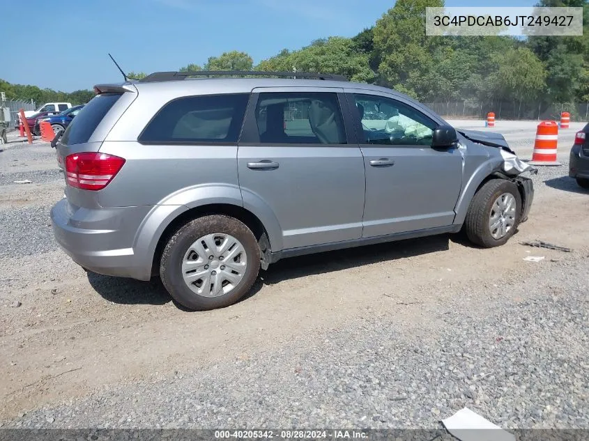 2018 Dodge Journey Se VIN: 3C4PDCAB6JT249427 Lot: 40205342