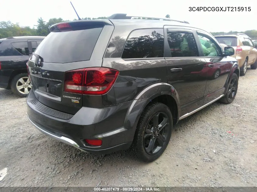 2018 Dodge Journey Crossroad VIN: 3C4PDCGGXJT215915 Lot: 40207479