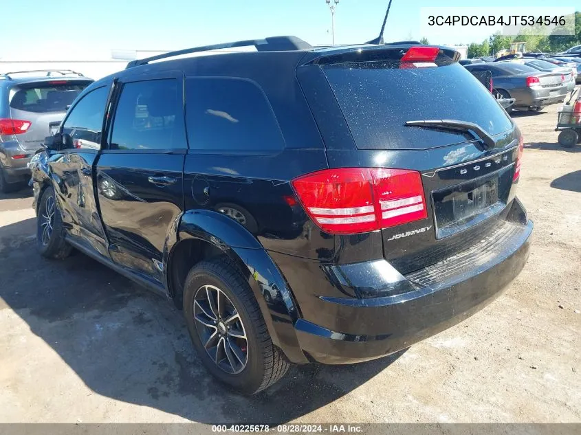 2018 Dodge Journey Se VIN: 3C4PDCAB4JT534546 Lot: 40225678