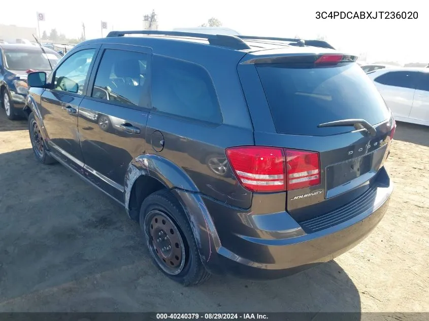 2018 Dodge Journey Se VIN: 3C4PDCABXJT236020 Lot: 40240379