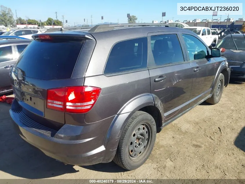 2018 Dodge Journey Se VIN: 3C4PDCABXJT236020 Lot: 40240379