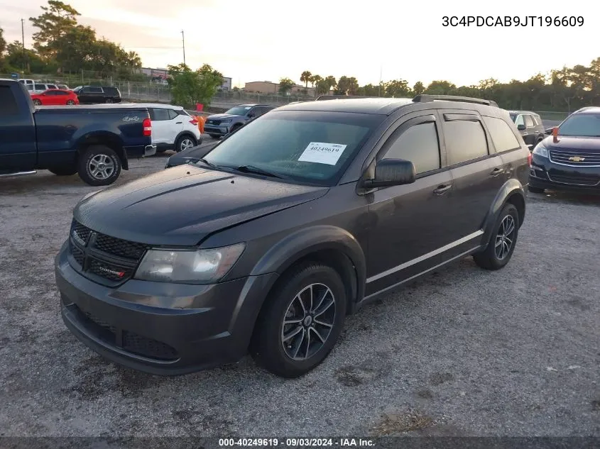 2018 Dodge Journey Se VIN: 3C4PDCAB9JT196609 Lot: 40249619