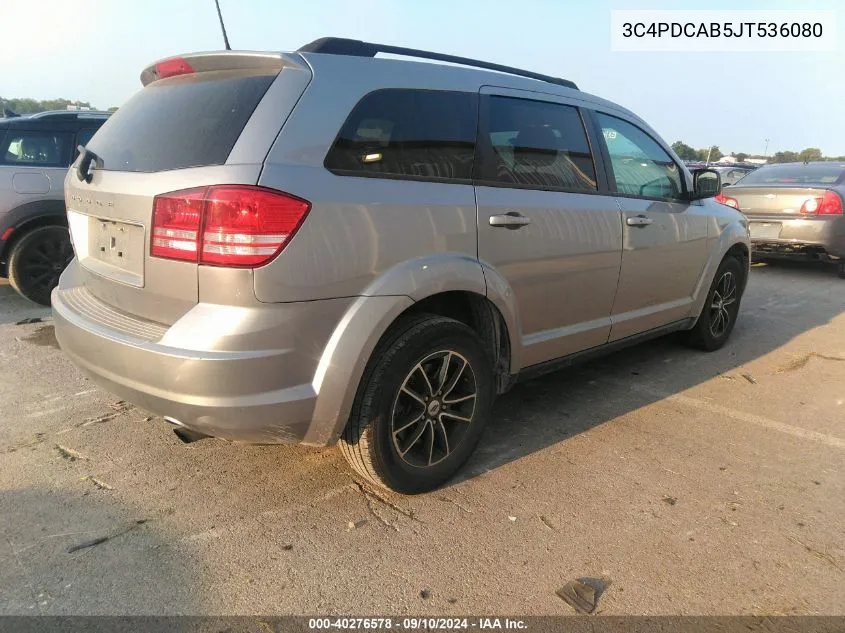 2018 Dodge Journey Se VIN: 3C4PDCAB5JT536080 Lot: 40276578