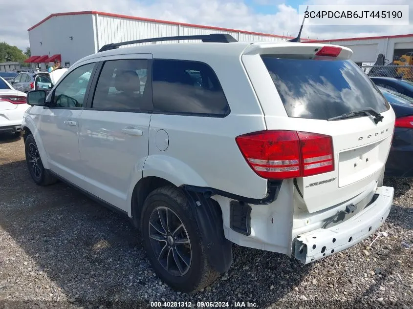 2018 Dodge Journey Se VIN: 3C4PDCAB6JT445190 Lot: 40281312