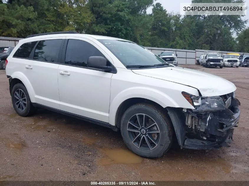 2018 Dodge Journey Se VIN: 3C4PDCAB0JT496894 Lot: 40285335