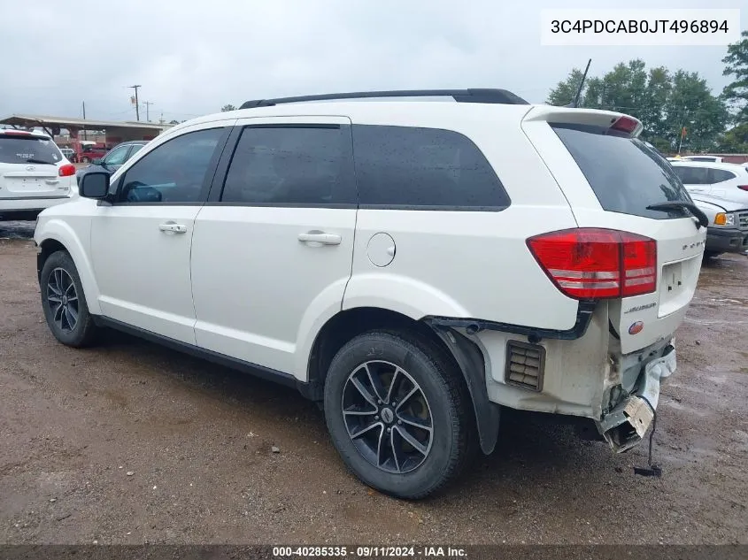 2018 Dodge Journey Se VIN: 3C4PDCAB0JT496894 Lot: 40285335