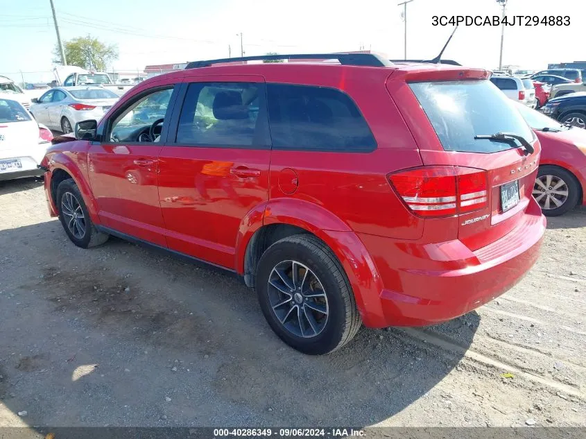 2018 Dodge Journey Se VIN: 3C4PDCAB4JT294883 Lot: 40286349