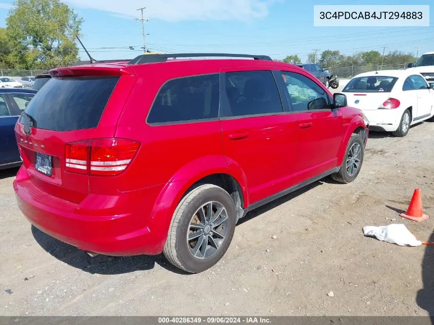 2018 Dodge Journey Se VIN: 3C4PDCAB4JT294883 Lot: 40286349