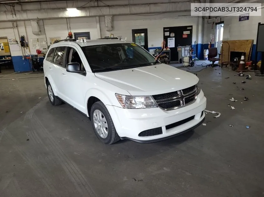 2018 Dodge Journey Se VIN: 3C4PDCAB3JT324794 Lot: 40287398