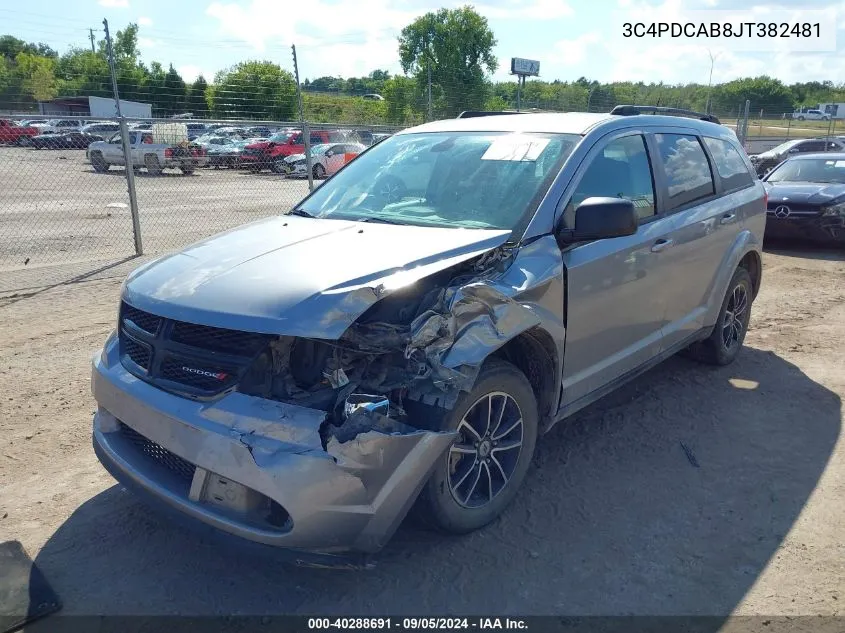 2018 Dodge Journey Se VIN: 3C4PDCAB8JT382481 Lot: 40288691