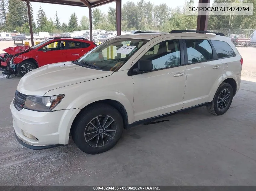 3C4PDCAB7JT474794 2018 Dodge Journey Se