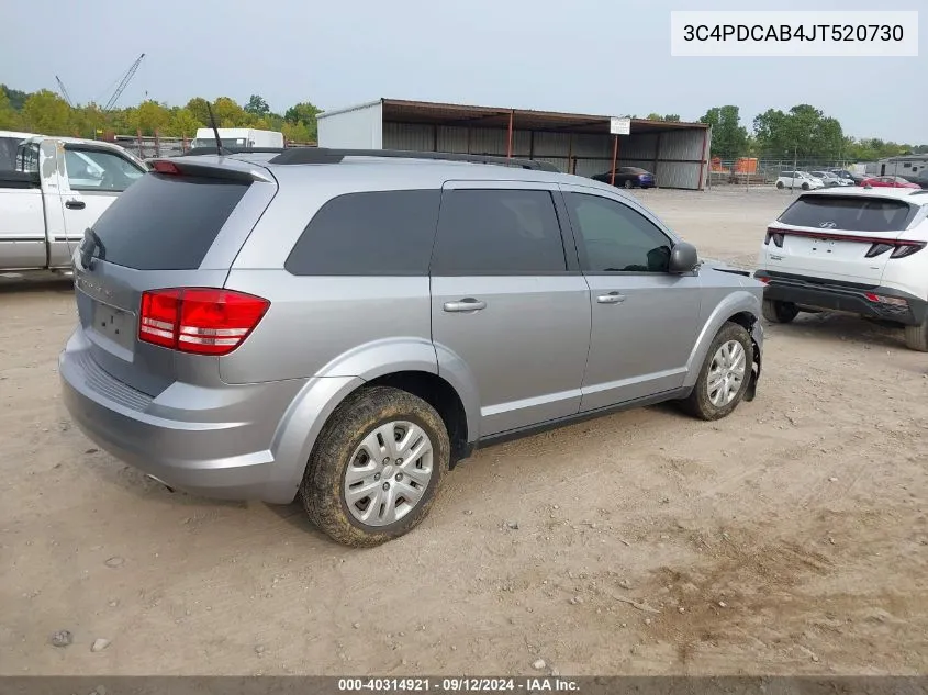 2018 Dodge Journey Se VIN: 3C4PDCAB4JT520730 Lot: 40314921