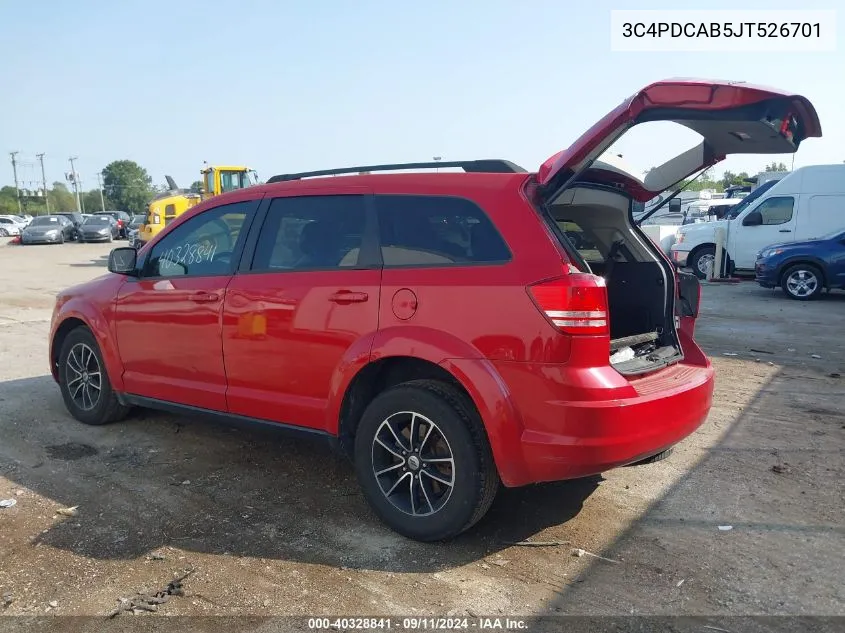 2018 Dodge Journey Se VIN: 3C4PDCAB5JT526701 Lot: 40328841