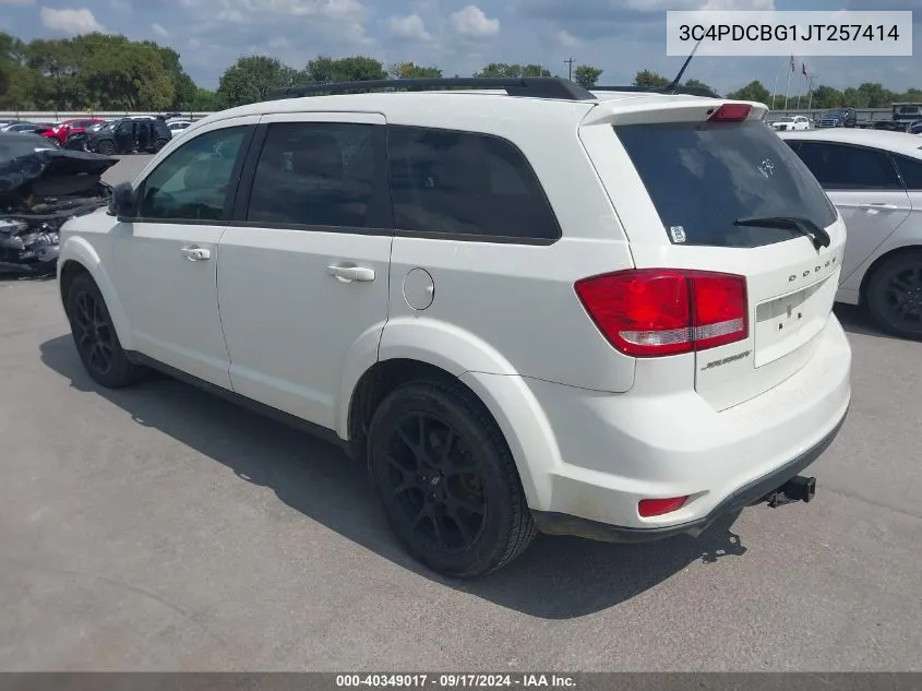 2018 Dodge Journey Sxt VIN: 3C4PDCBG1JT257414 Lot: 40349017