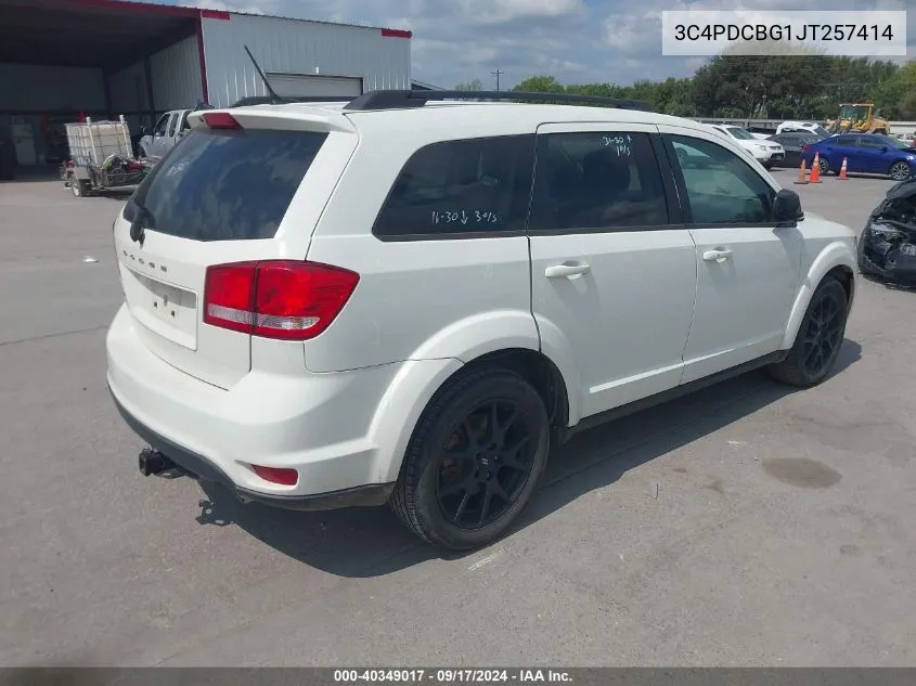 2018 Dodge Journey Sxt VIN: 3C4PDCBG1JT257414 Lot: 40349017