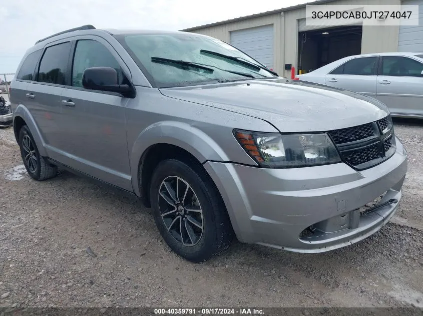 2018 Dodge Journey Se VIN: 3C4PDCAB0JT274047 Lot: 40359791