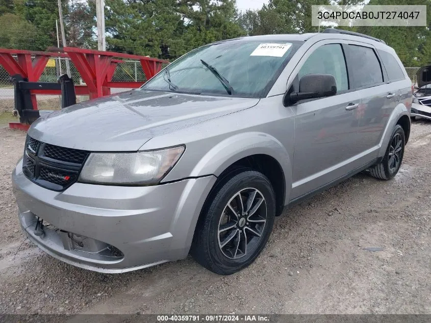 2018 Dodge Journey Se VIN: 3C4PDCAB0JT274047 Lot: 40359791