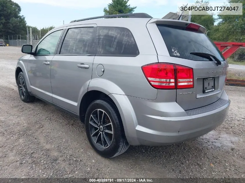 2018 Dodge Journey Se VIN: 3C4PDCAB0JT274047 Lot: 40359791