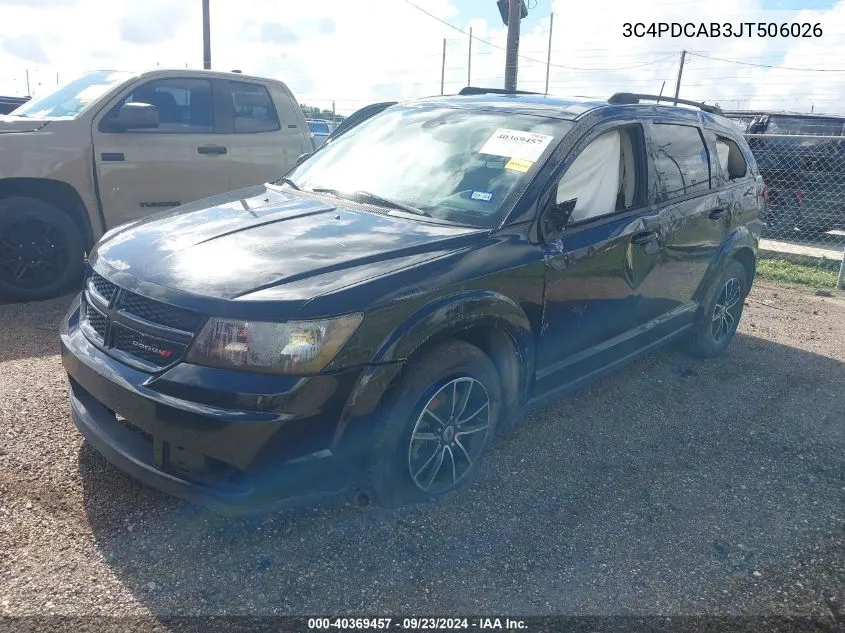 2018 Dodge Journey Se VIN: 3C4PDCAB3JT506026 Lot: 40369457