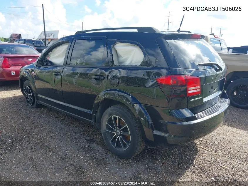 2018 Dodge Journey Se VIN: 3C4PDCAB3JT506026 Lot: 40369457