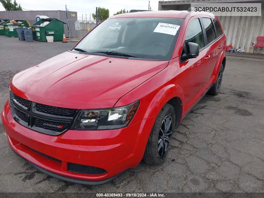 2018 Dodge Journey Se VIN: 3C4PDCAB0JT532423 Lot: 40369493