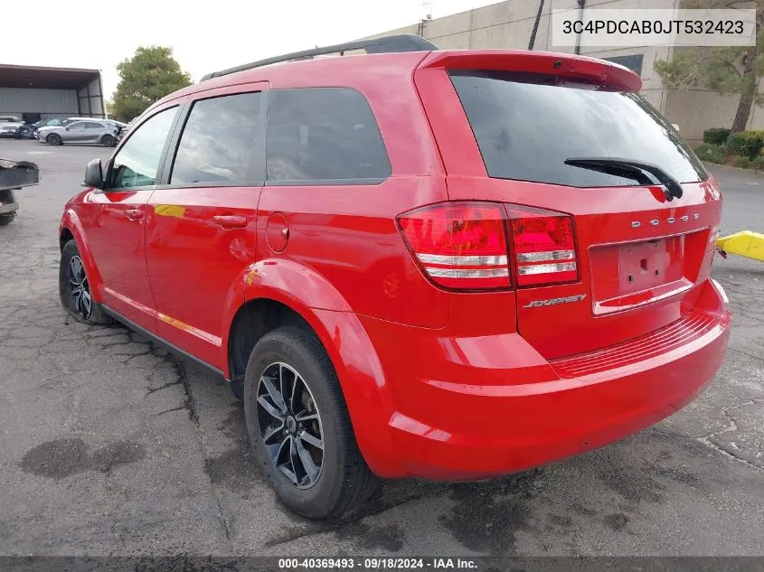 2018 Dodge Journey Se VIN: 3C4PDCAB0JT532423 Lot: 40369493