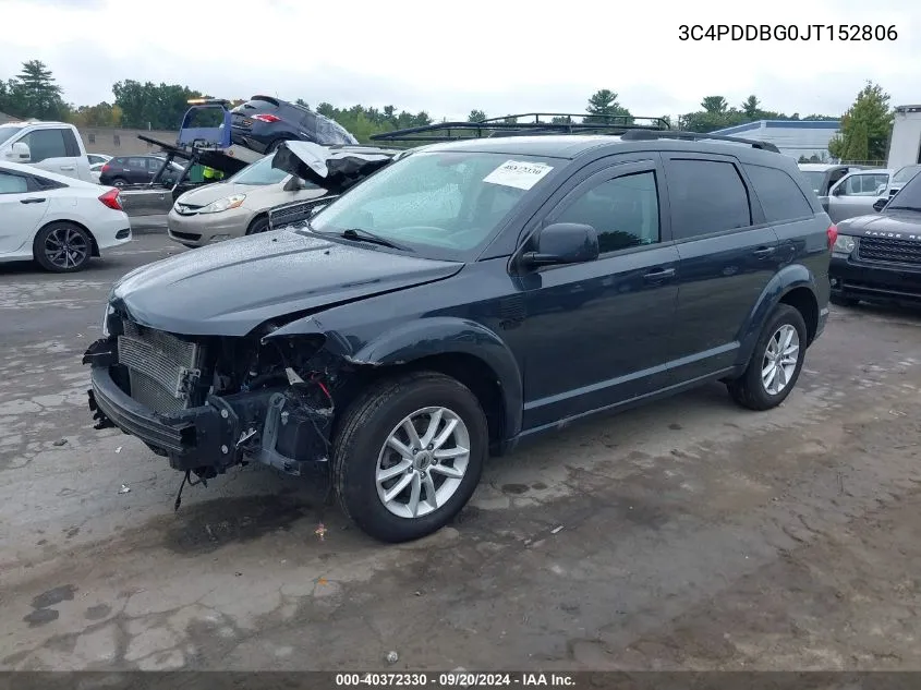 2018 Dodge Journey Sxt Awd VIN: 3C4PDDBG0JT152806 Lot: 40372330