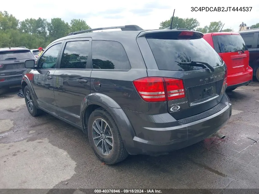 2018 Dodge Journey Se VIN: 3C4PDCAB2JT444537 Lot: 40376946