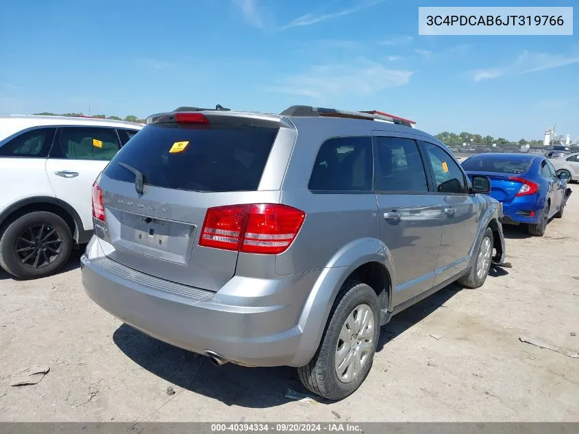 2018 Dodge Journey Se VIN: 3C4PDCAB6JT319766 Lot: 40394334